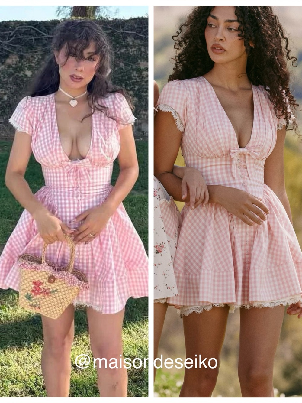 House of CB Mini Dress Pink Gingham Emiliana Short Sleeve size XS